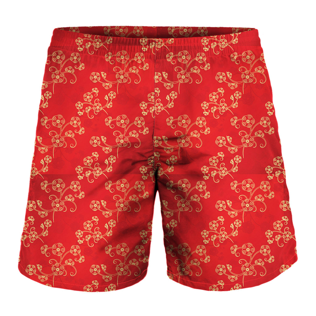 Chinese Cherry Blossom Pattern Print Men's Shorts