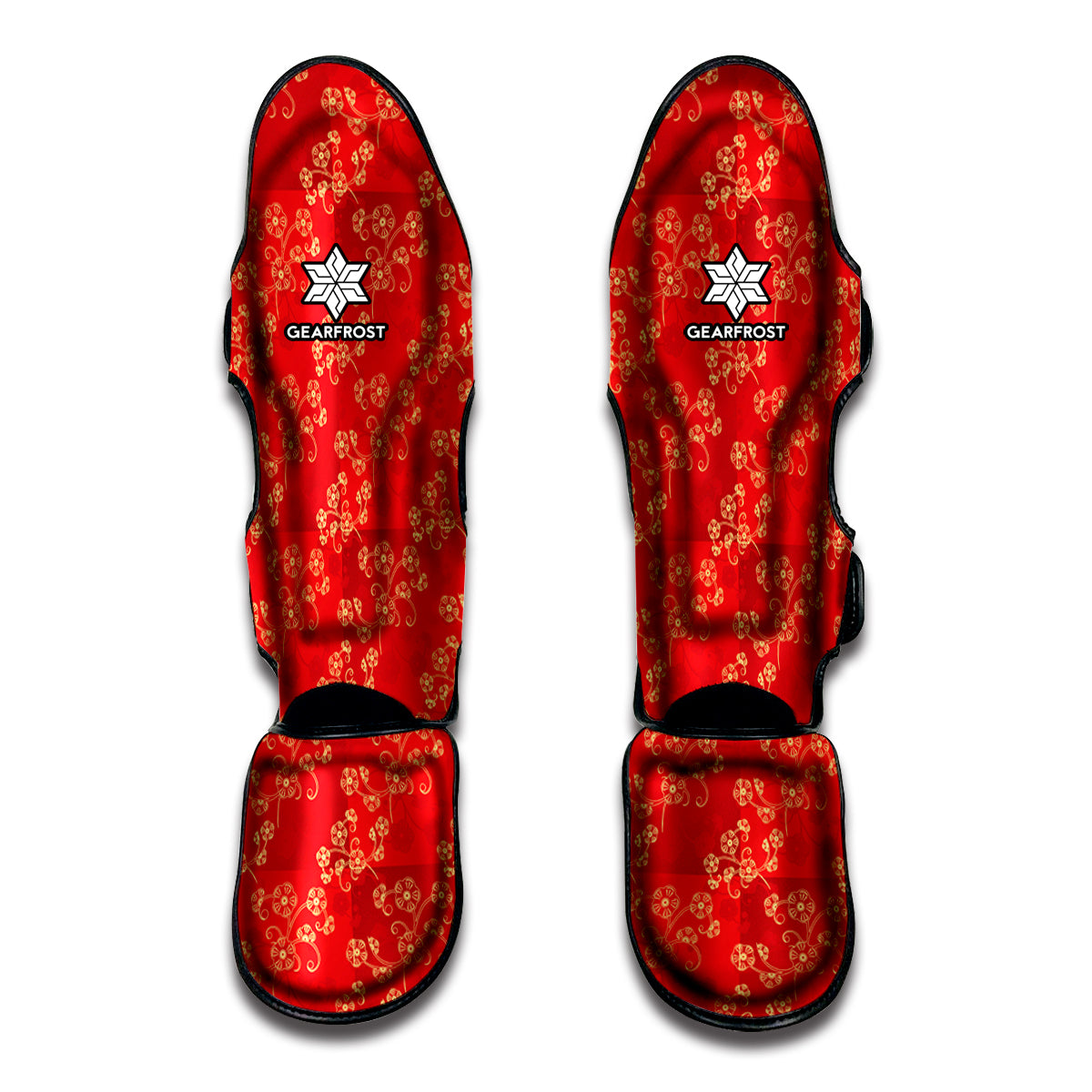 Chinese Cherry Blossom Pattern Print Muay Thai Shin Guards