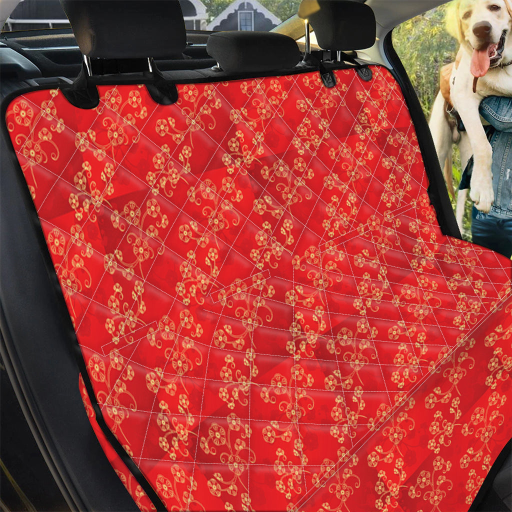 Chinese Cherry Blossom Pattern Print Pet Car Back Seat Cover