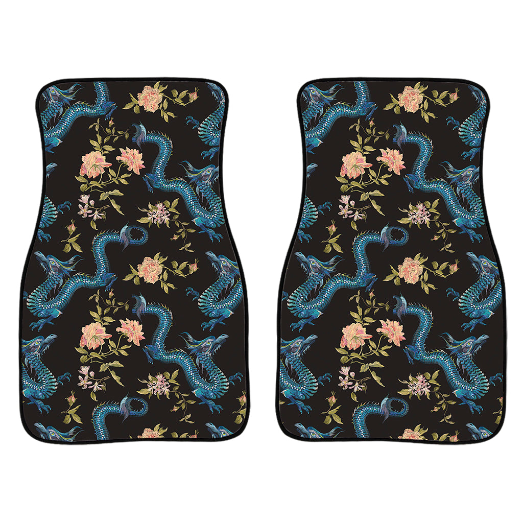 Chinese Dragon And Flower Pattern Print Front Car Floor Mats