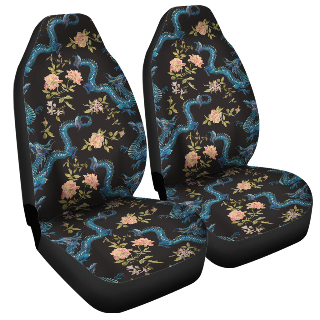 Chinese Dragon And Flower Pattern Print Universal Fit Car Seat Covers