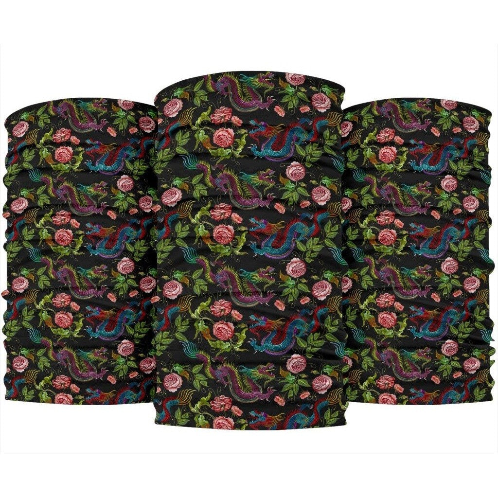 Chinese Dragon Flower Pattern Print 3-Pack Bandanas