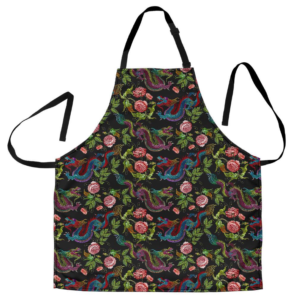 Chinese Dragon Flower Pattern Print Men's Apron