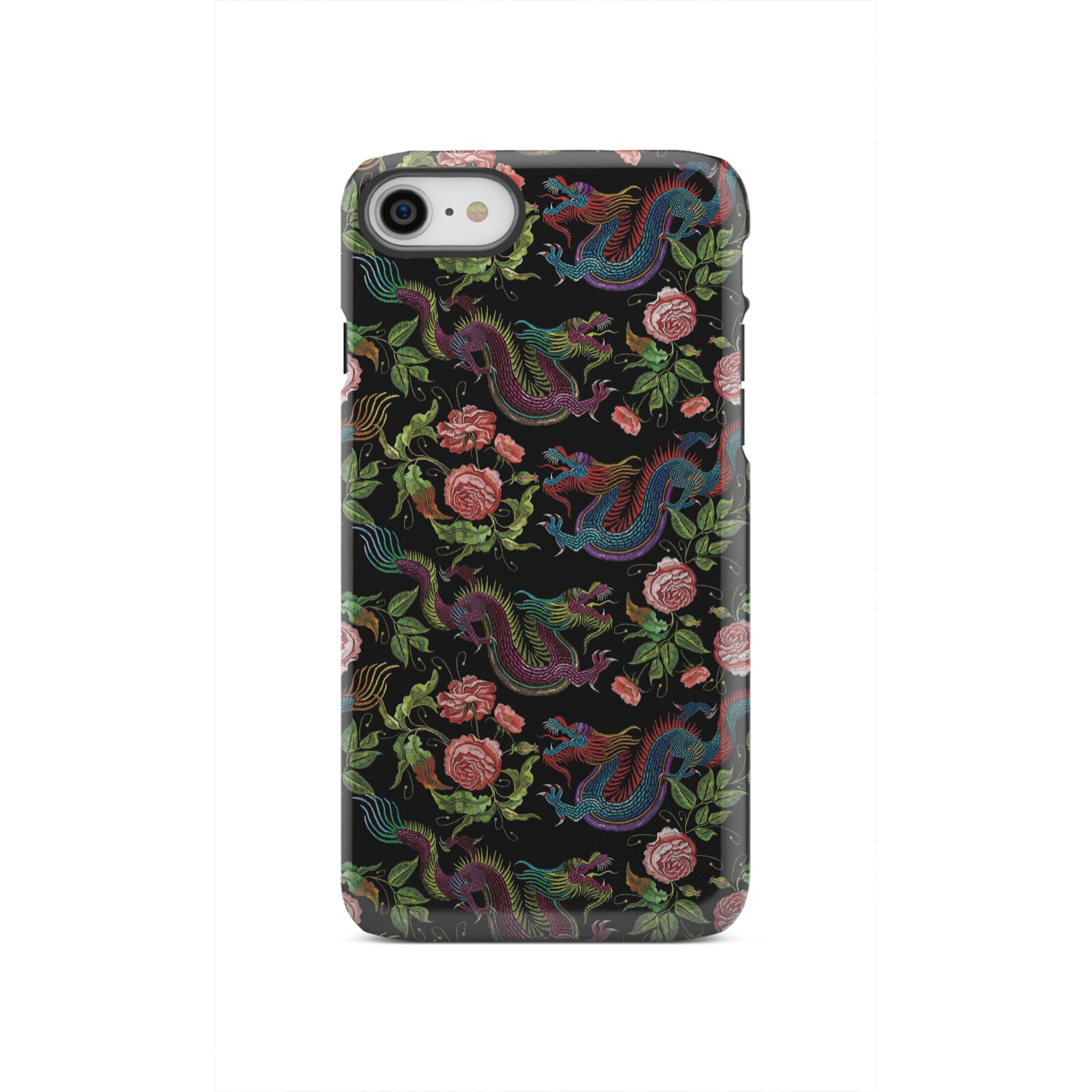 Chinese Dragon Flower Pattern Print Tough Phone Case