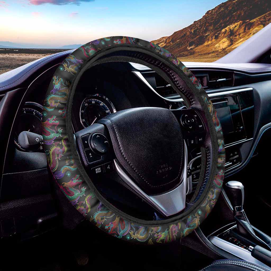 Chinese Dragon Pattern Print Car Steering Wheel Cover