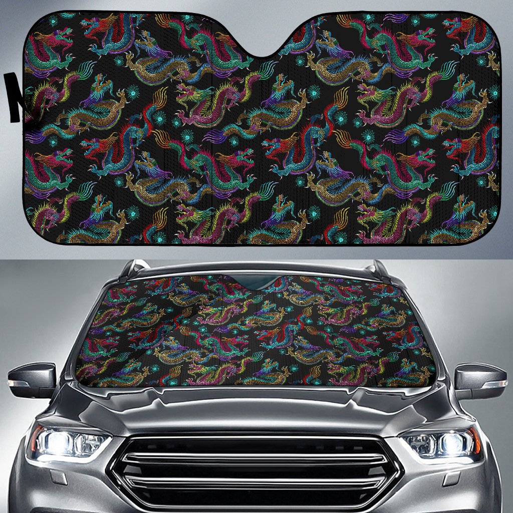 Chinese Dragon Pattern Print Car Sun Shade