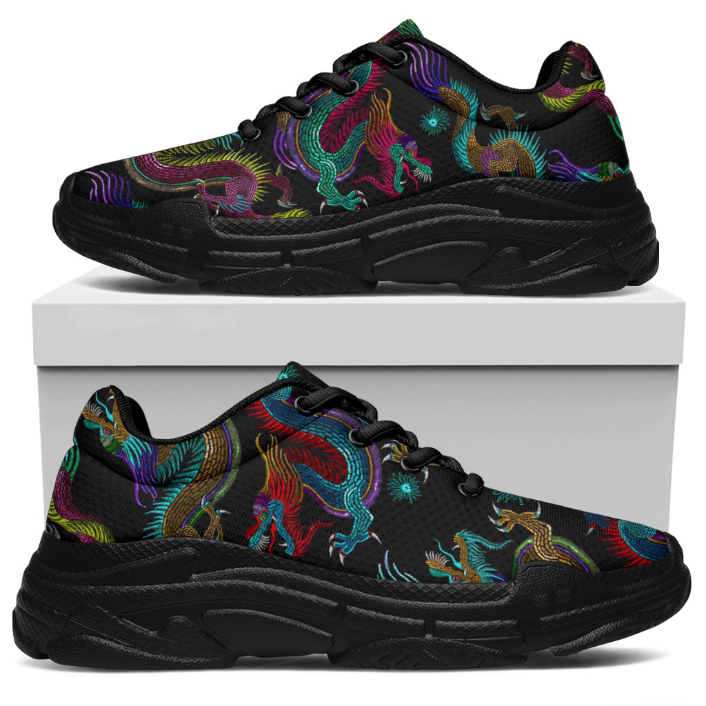 Chinese Dragon Pattern Print Chunky Sneakers