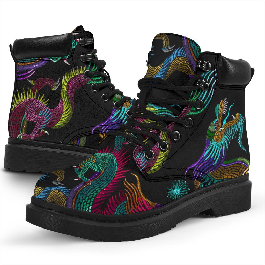 Chinese Dragon Pattern Print Classic Boots