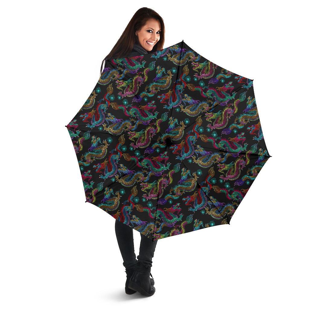 Chinese Dragon Pattern Print Foldable Umbrella