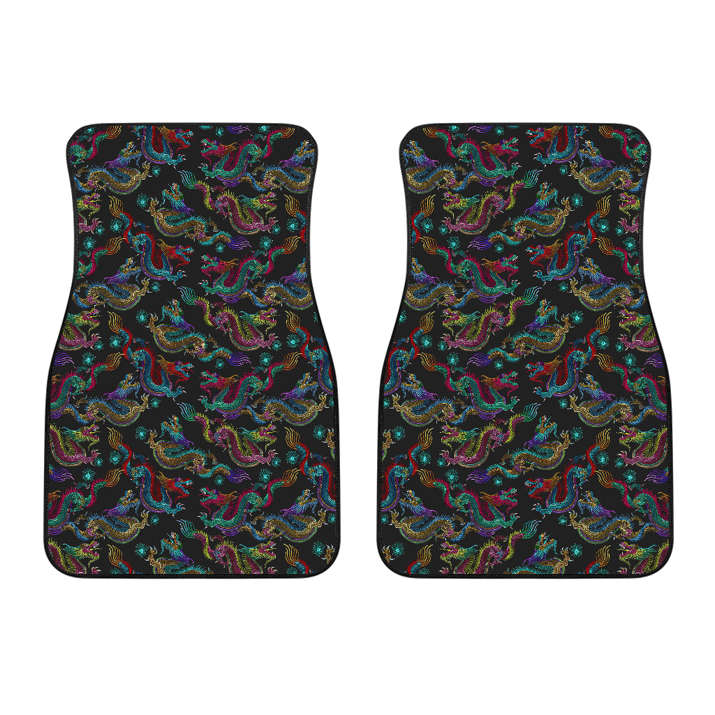 Chinese Dragon Pattern Print Front Car Floor Mats