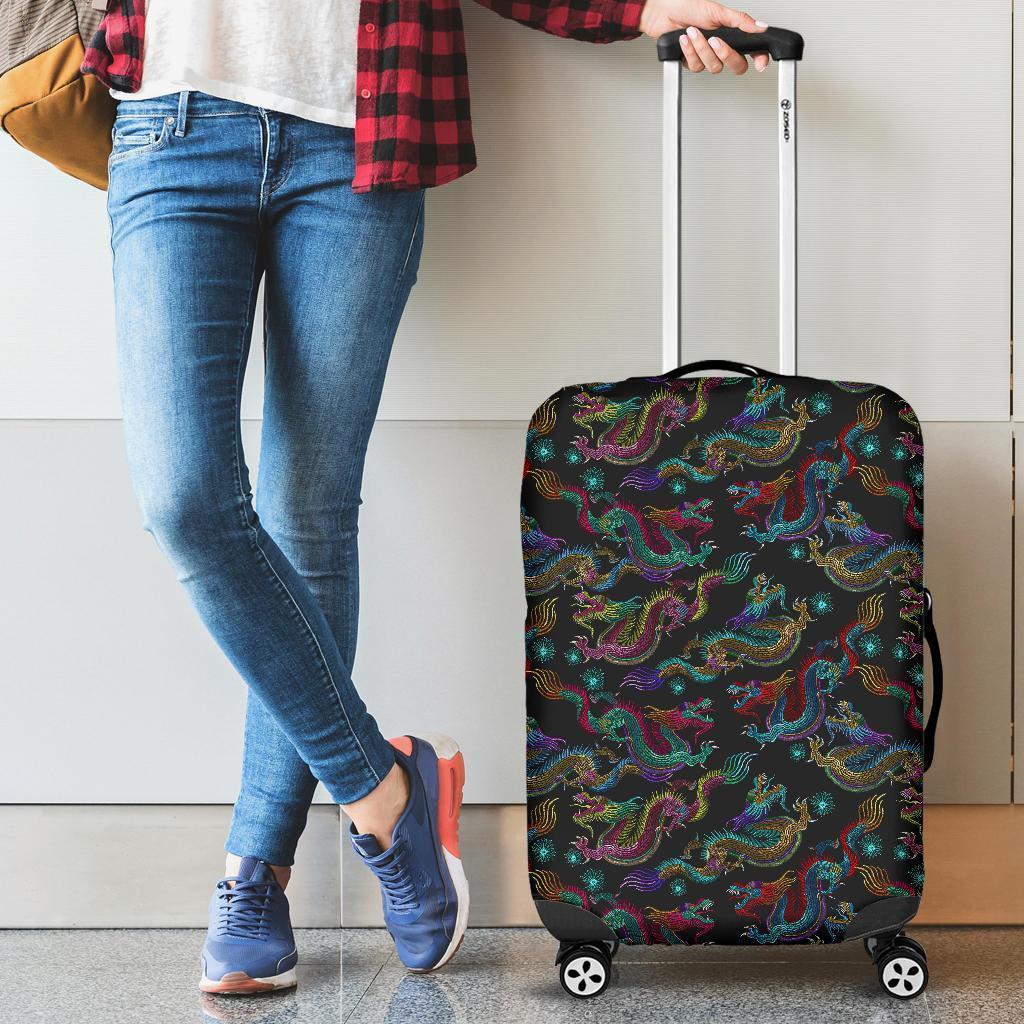 Chinese Dragon Pattern Print Luggage Cover