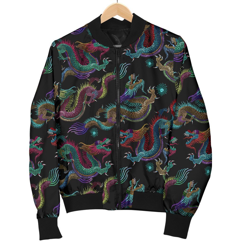 Chinese Dragon Pattern Print Men's Bomber Jacket