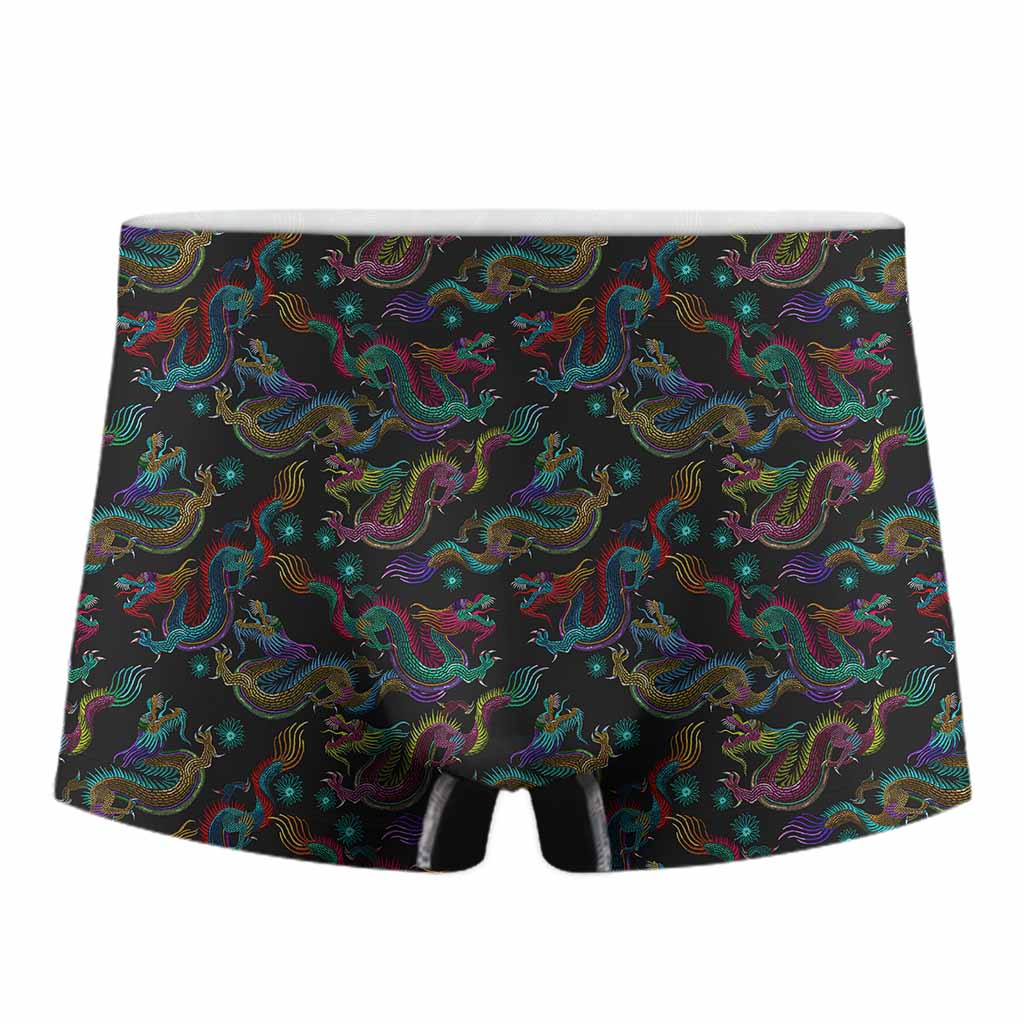 Chinese Dragon Pattern Print Men's Boxer Briefs