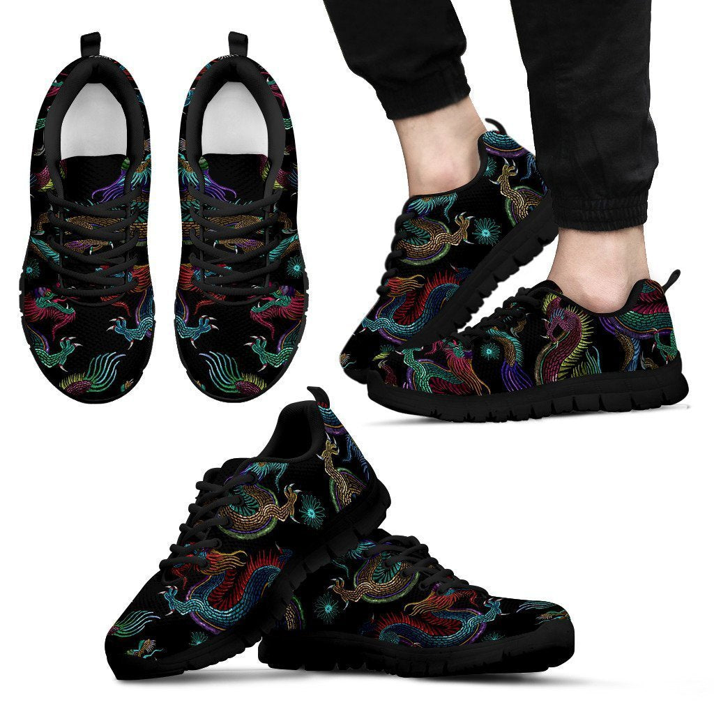 Chinese Dragon Pattern Print Men's Sneakers