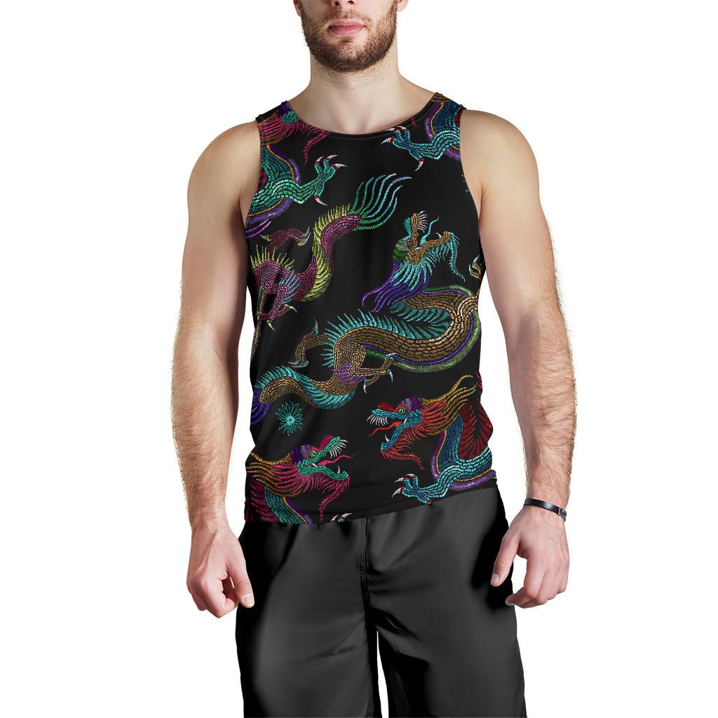 Chinese Dragon Pattern Print Men's Tank Top