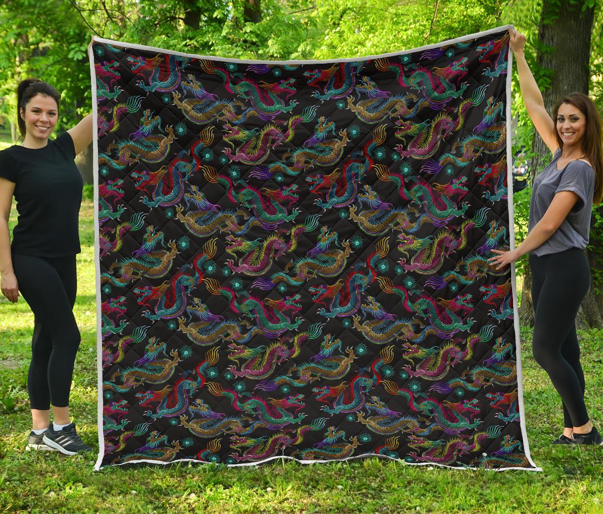 Chinese Dragon Pattern Print Quilt