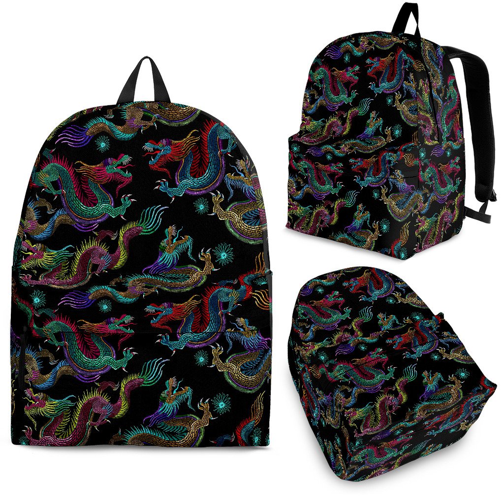 Chinese Dragon Pattern Print School Backpack