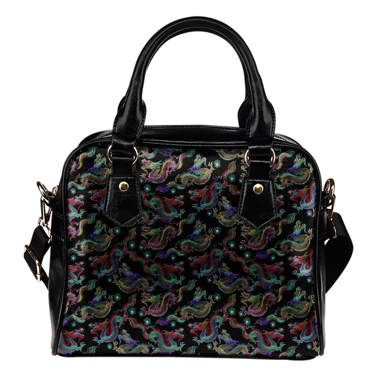 Chinese Dragon Pattern Print Shoulder Handbag