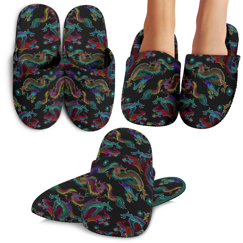 Chinese Dragon Pattern Print Slippers