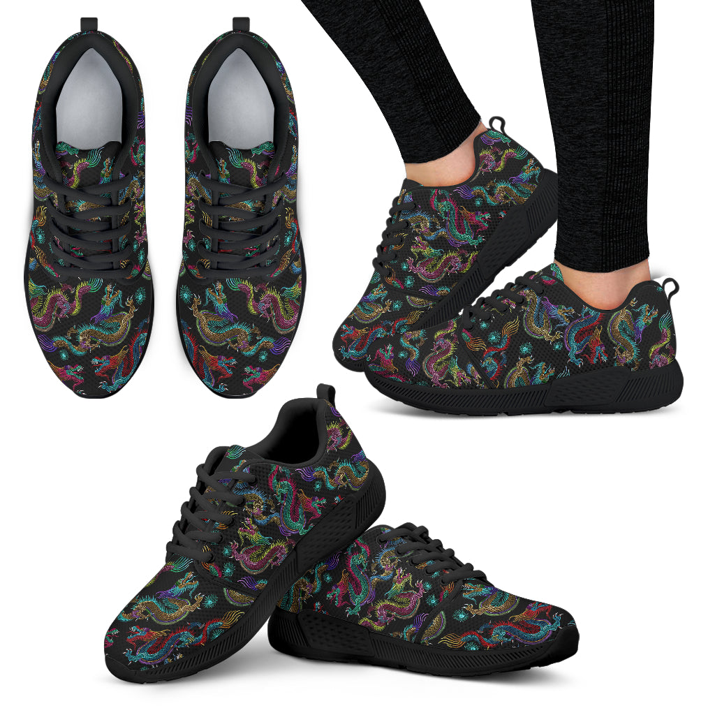 Chinese Dragon Pattern Print Women's Athletic Shoes