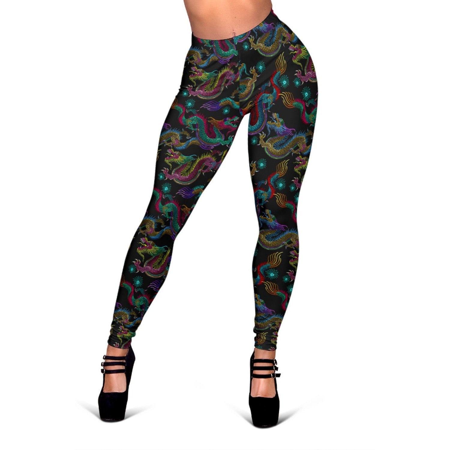 Chinese Dragon Pattern Print Women's Leggings