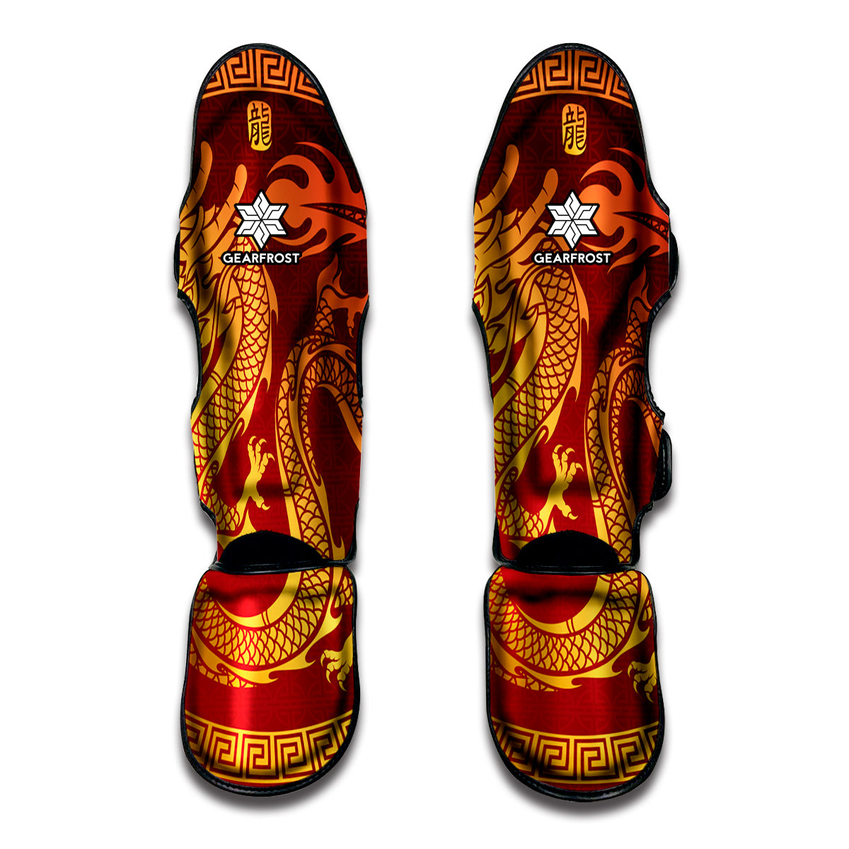 Chinese Dragon Zodiac Sign Print Muay Thai Shin Guards