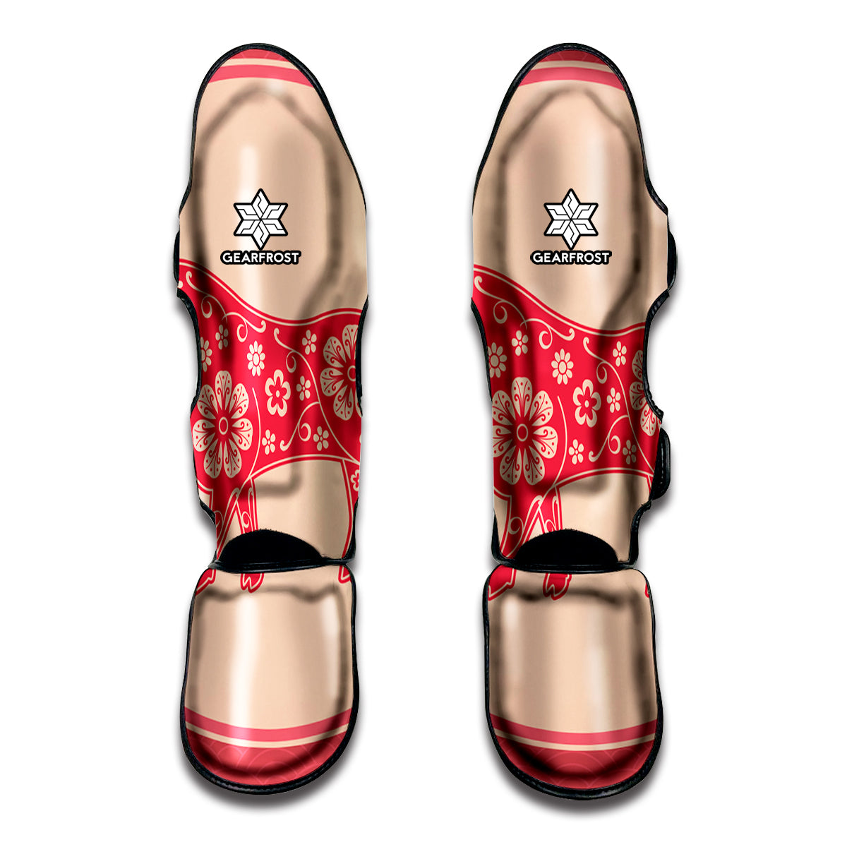 Chinese Flower Ox Zodiac Print Muay Thai Shin Guards