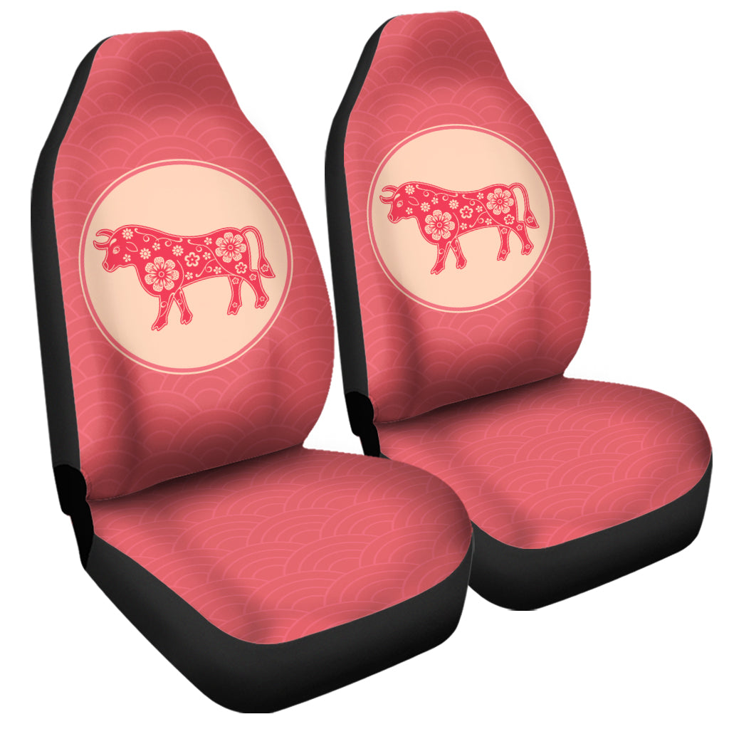 Chinese Flower Ox Zodiac Print Universal Fit Car Seat Covers