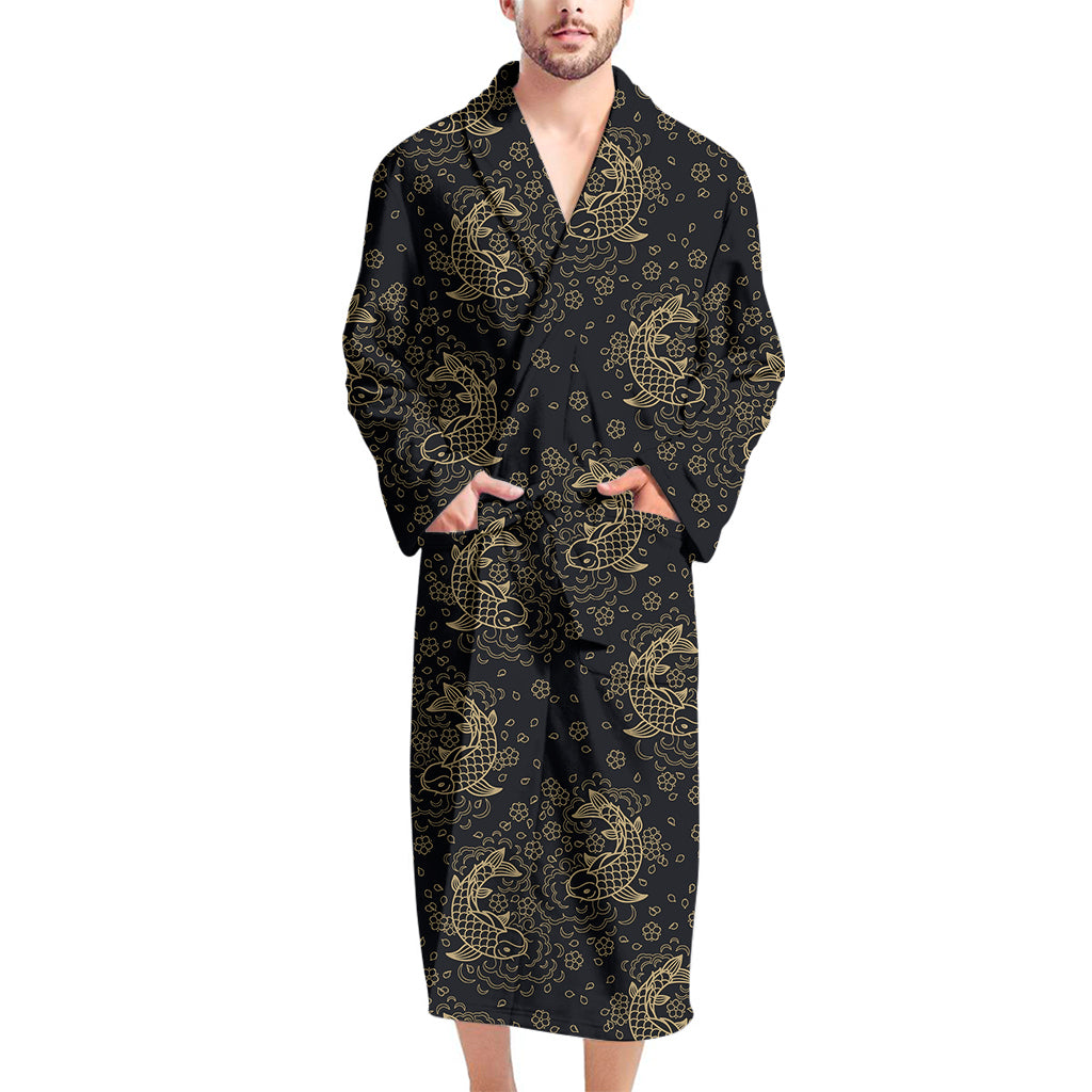 Chinese Koi Carp Pattern Print Men's Bathrobe