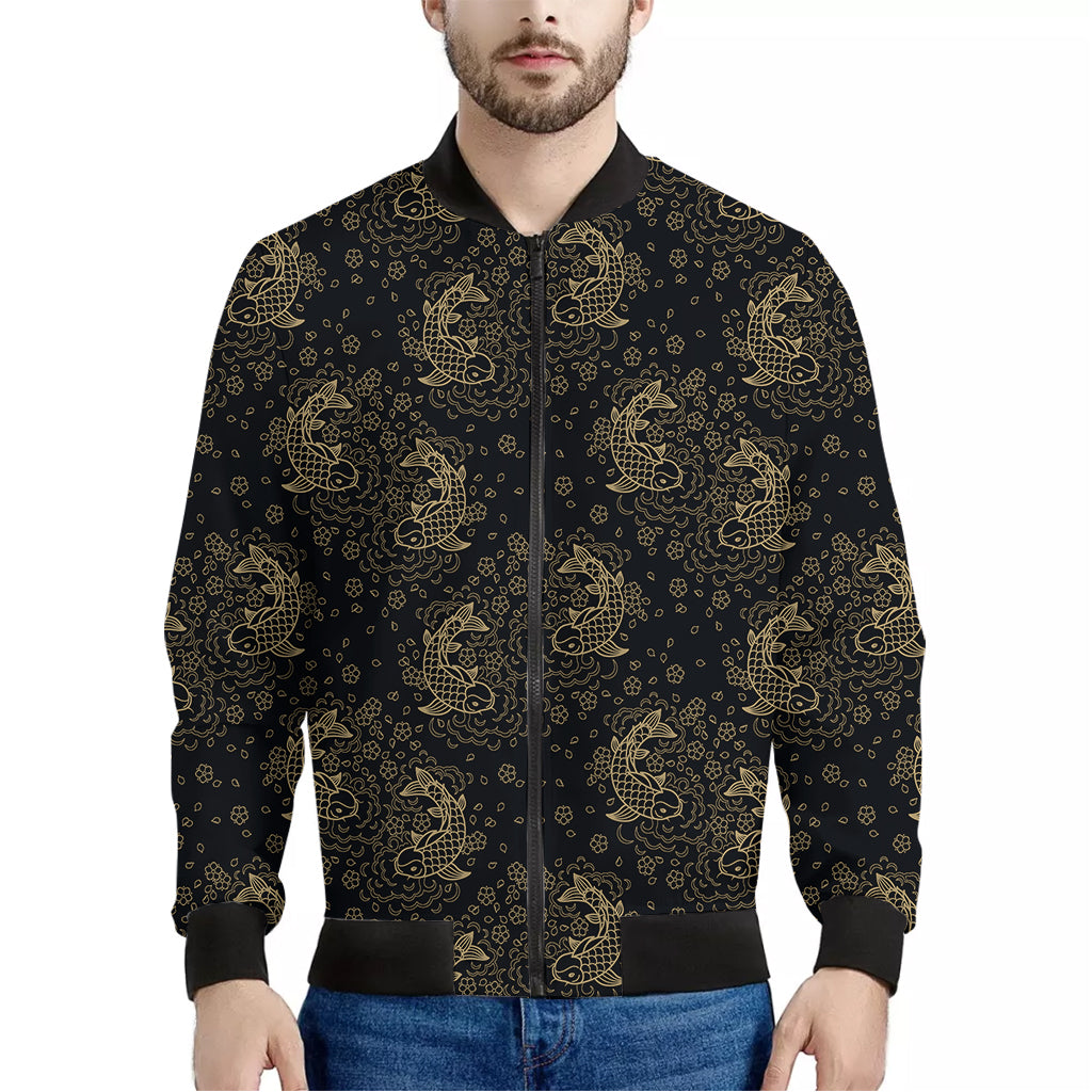 Chinese Koi Carp Pattern Print Men's Bomber Jacket