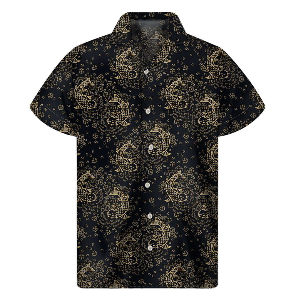 Chinese Koi Carp Pattern Print Men's Short Sleeve Shirt