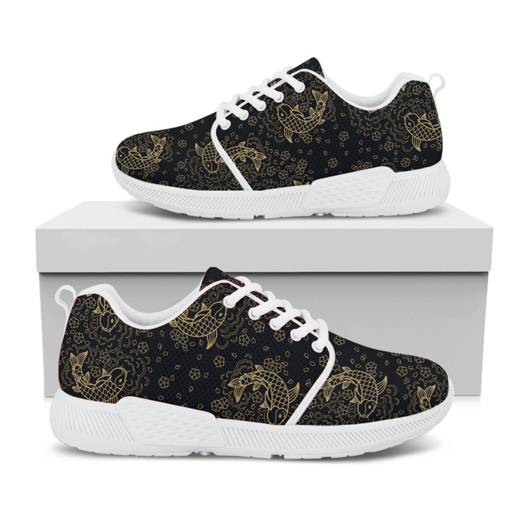 Chinese Koi Carp Pattern Print White Athletic Shoes