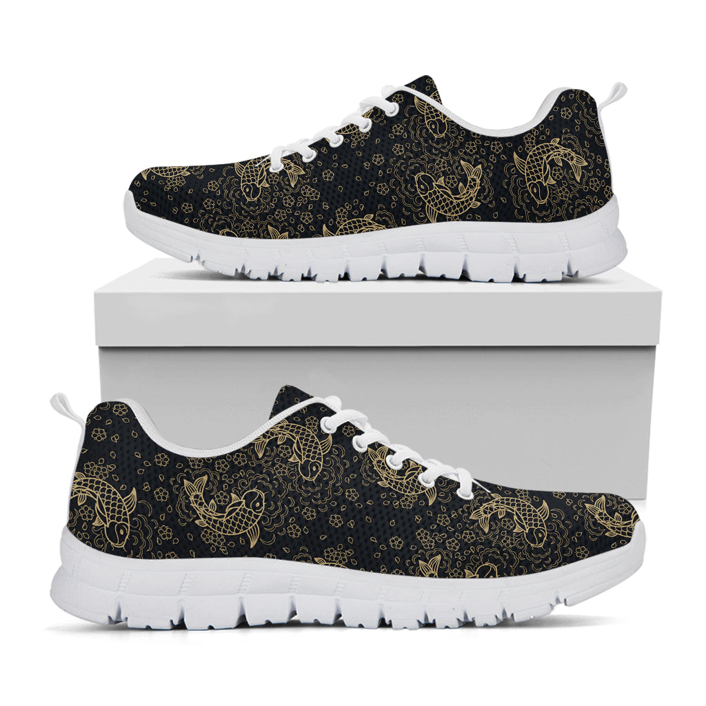 Chinese Koi Carp Pattern Print White Sneakers