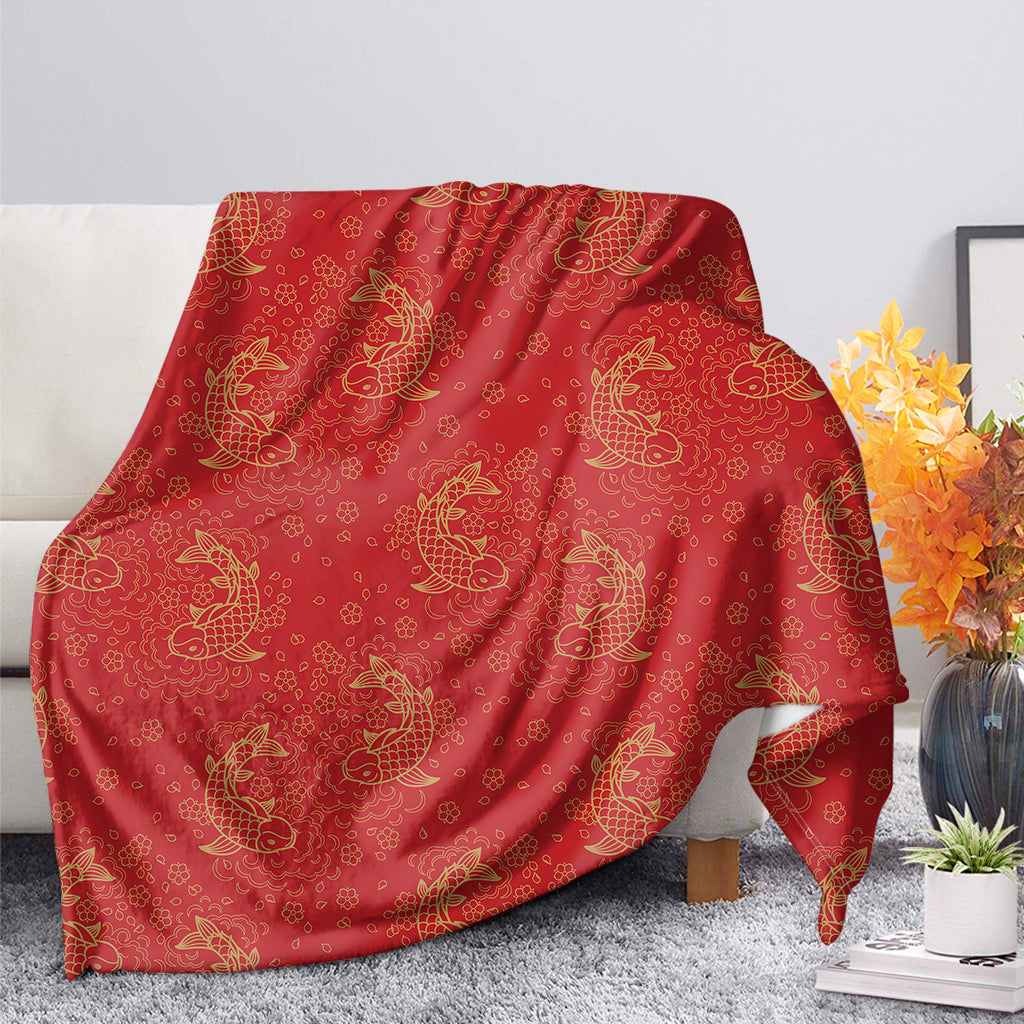 Chinese Koi Fish Pattern Print Blanket