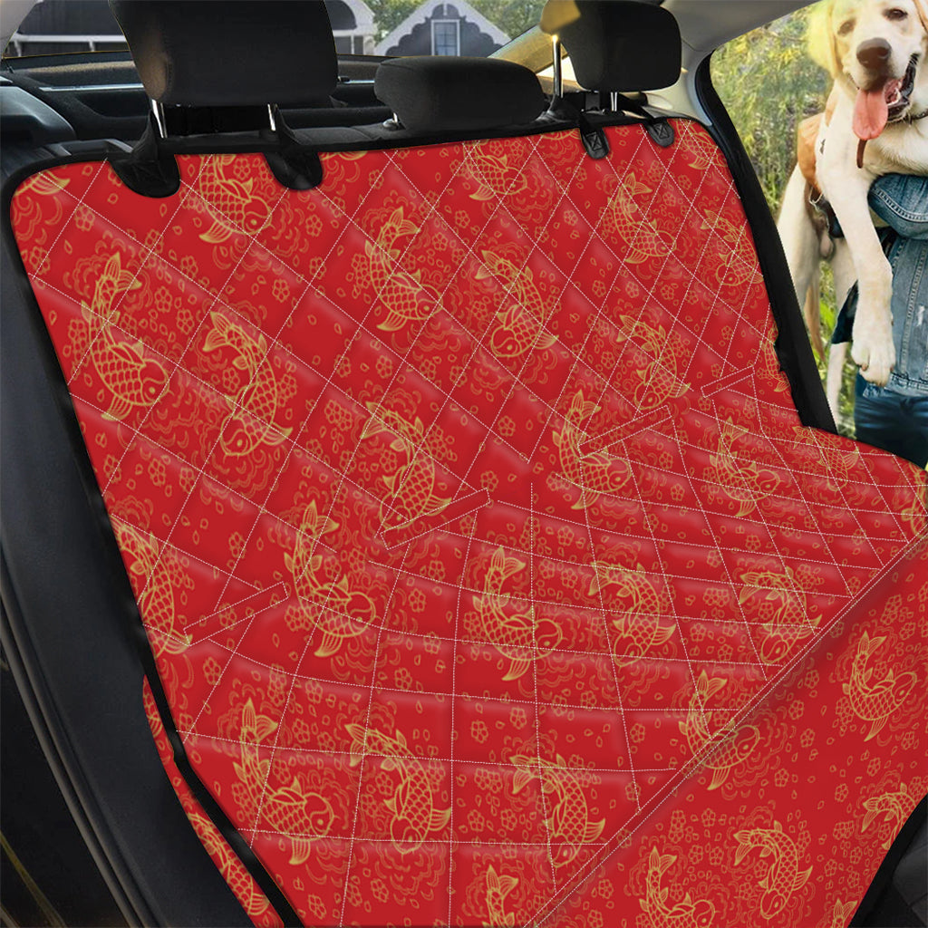 Chinese Koi Fish Pattern Print Pet Car Back Seat Cover