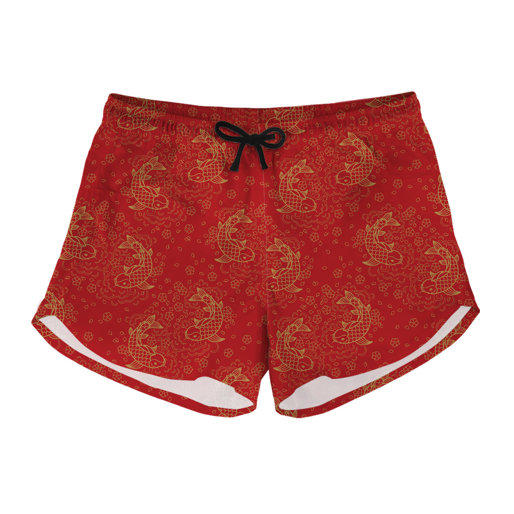 Chinese Koi Fish Pattern Print Women's Shorts