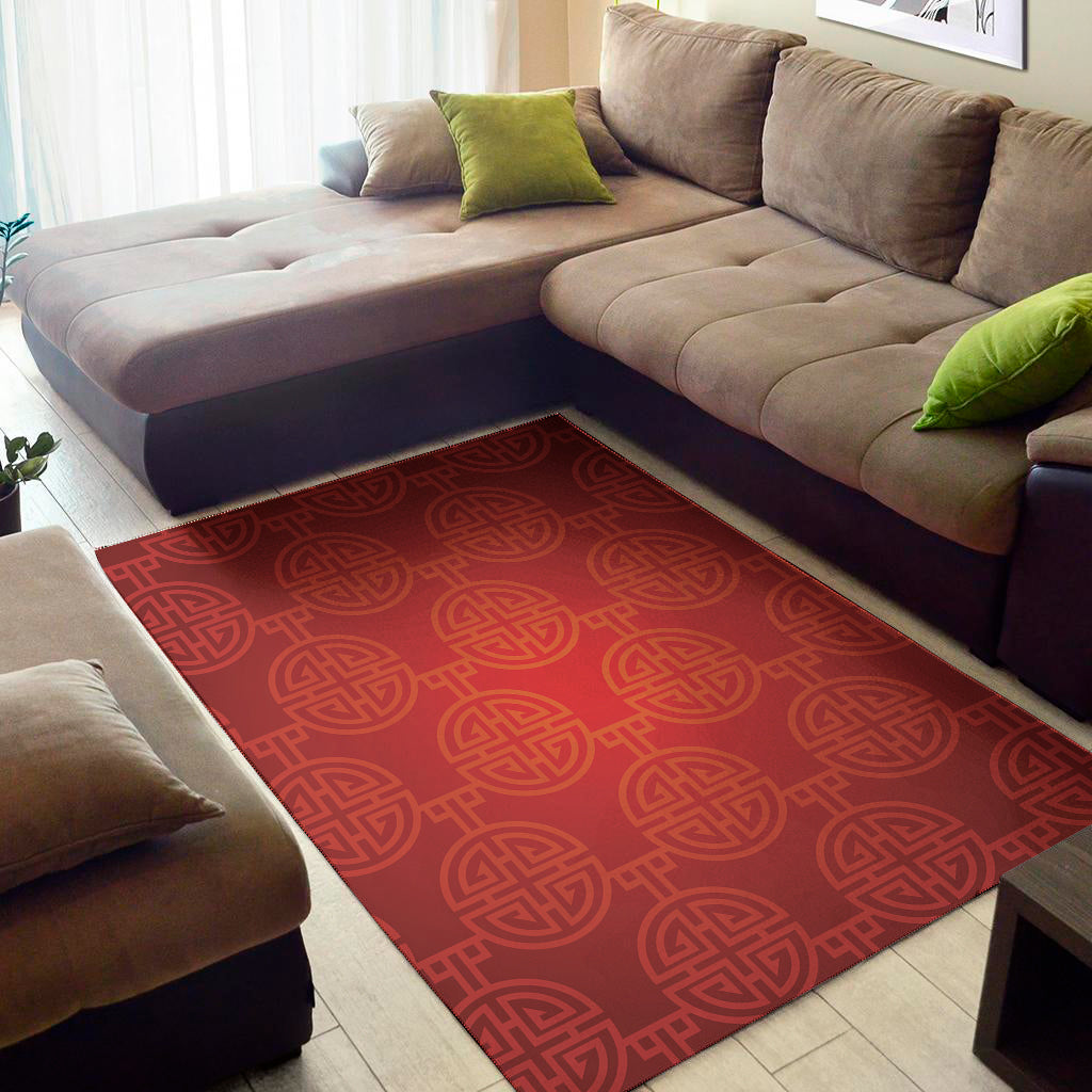 Chinese Lu Symbol Pattern Print Area Rug