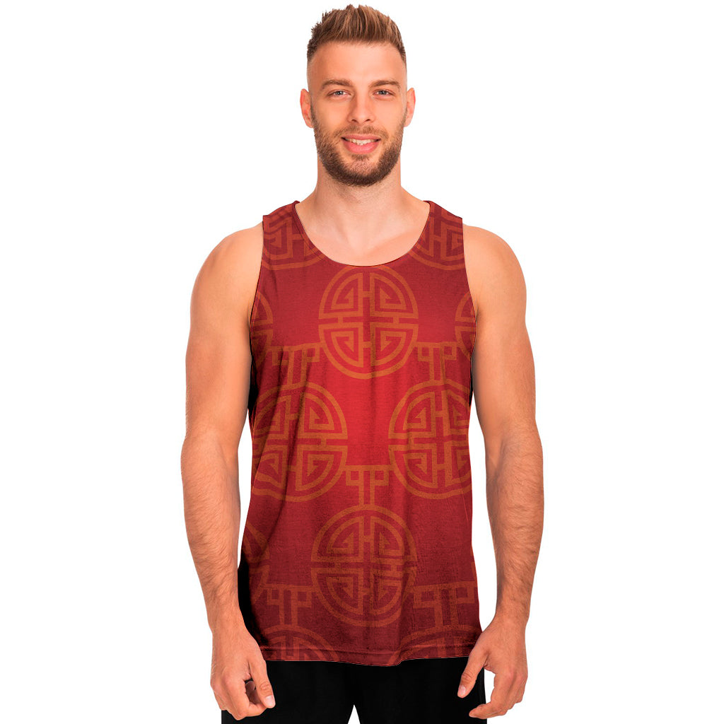 Chinese Lu Symbol Pattern Print Men's Tank Top