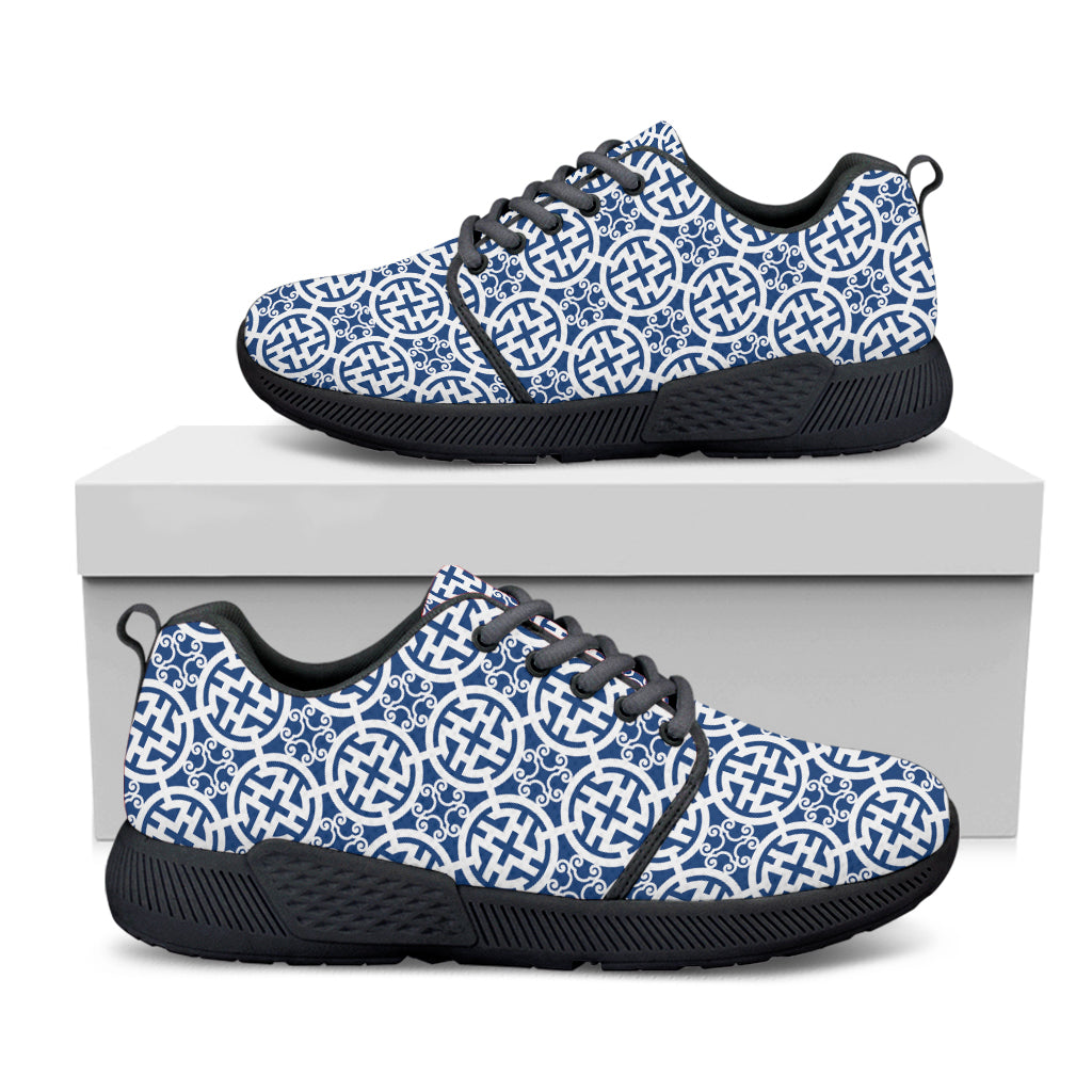 Chinese Luck Symbol Pattern Print Black Athletic Shoes