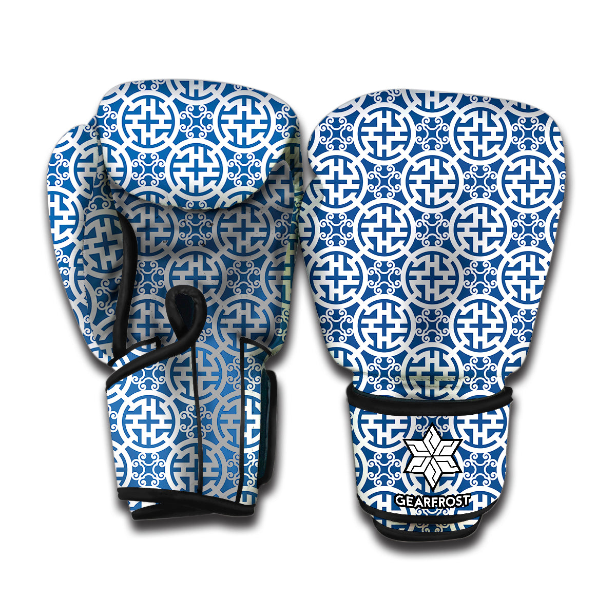 Chinese Luck Symbol Pattern Print Boxing Gloves