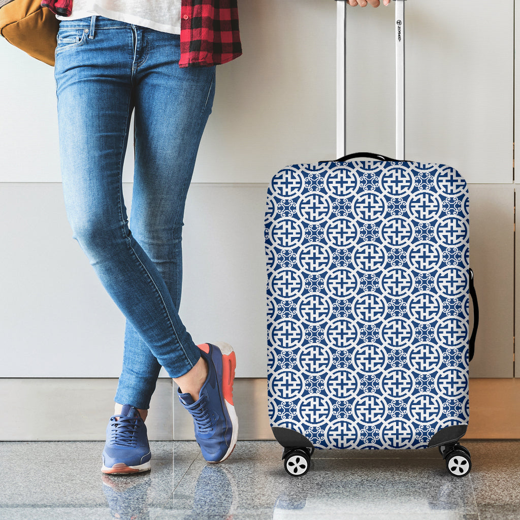 Chinese Luck Symbol Pattern Print Luggage Cover