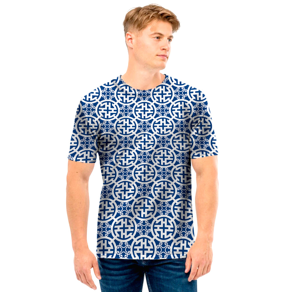 Chinese Luck Symbol Pattern Print Men's T-Shirt