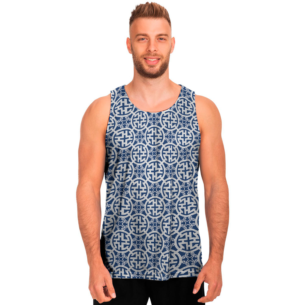 Chinese Luck Symbol Pattern Print Men's Tank Top