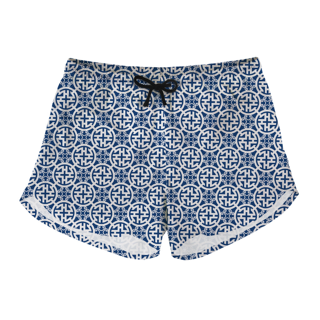 Chinese Luck Symbol Pattern Print Women's Shorts