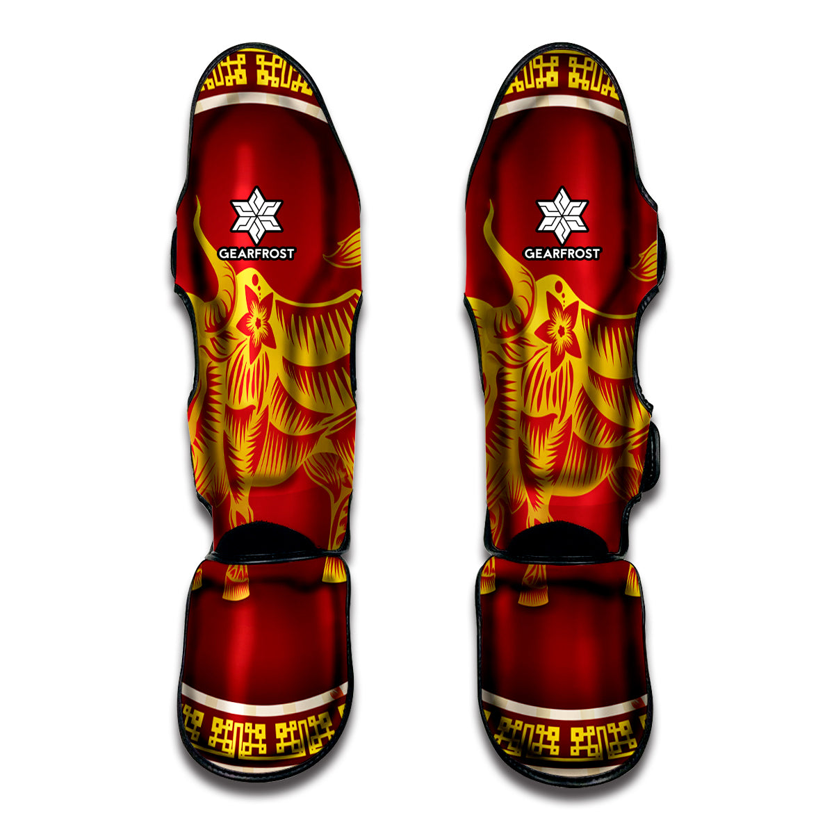 Chinese Ox Zodiac Sign Print Muay Thai Shin Guards