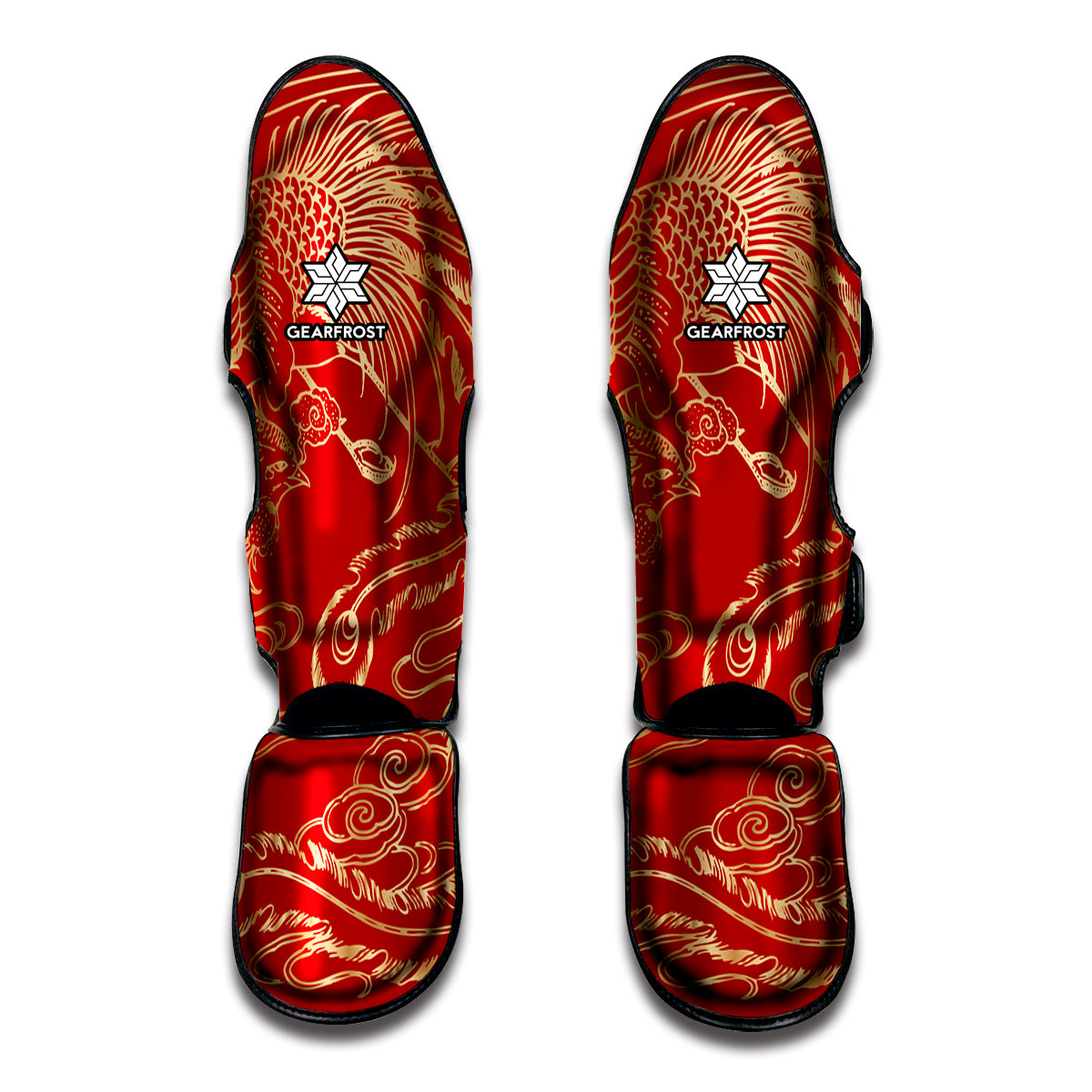 Chinese Phoenix Print Muay Thai Shin Guards