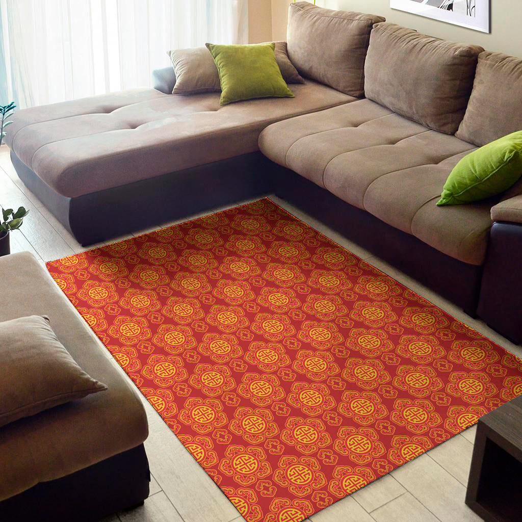 Chinese Prosperity Symbol Pattern Print Area Rug