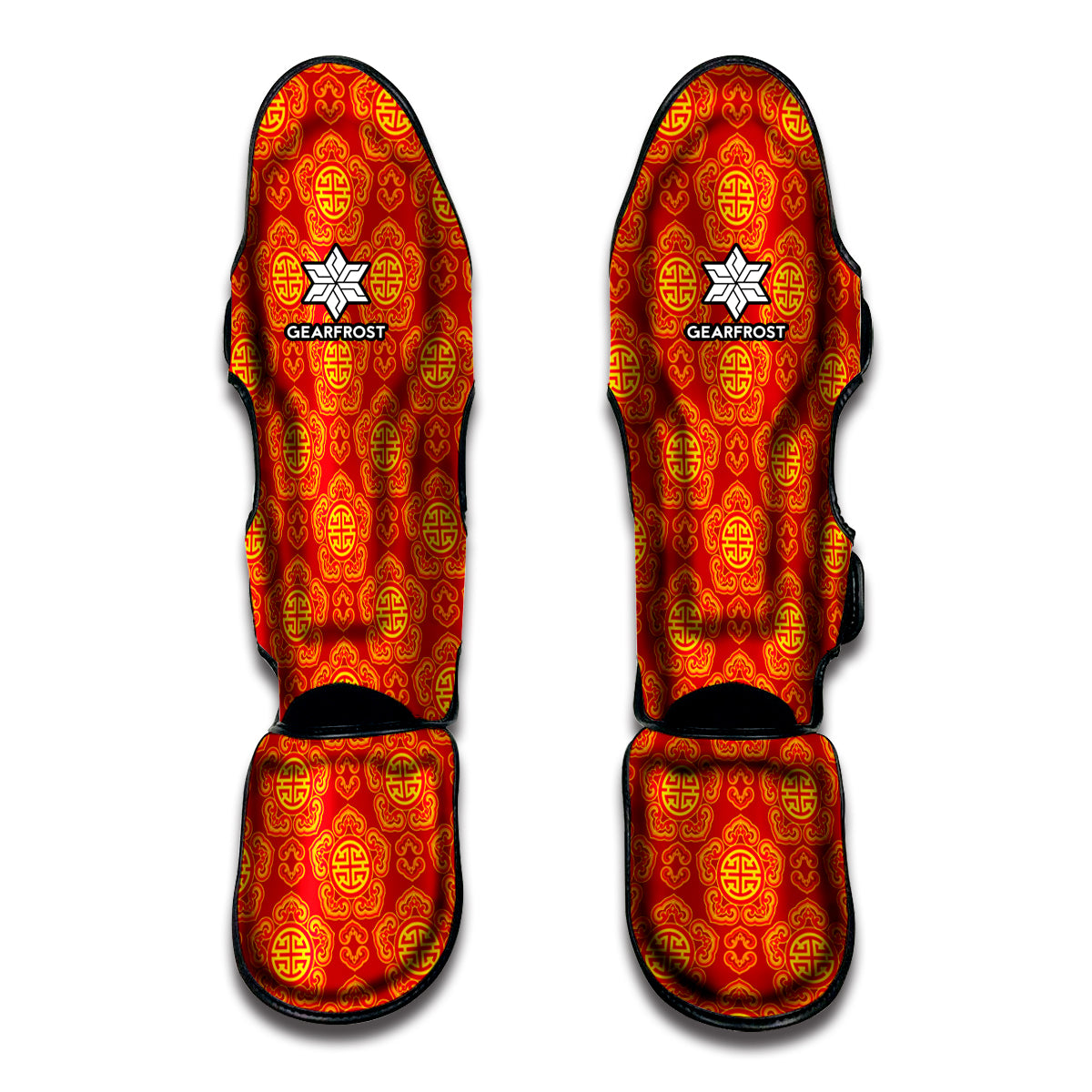 Chinese Prosperity Symbol Pattern Print Muay Thai Shin Guards