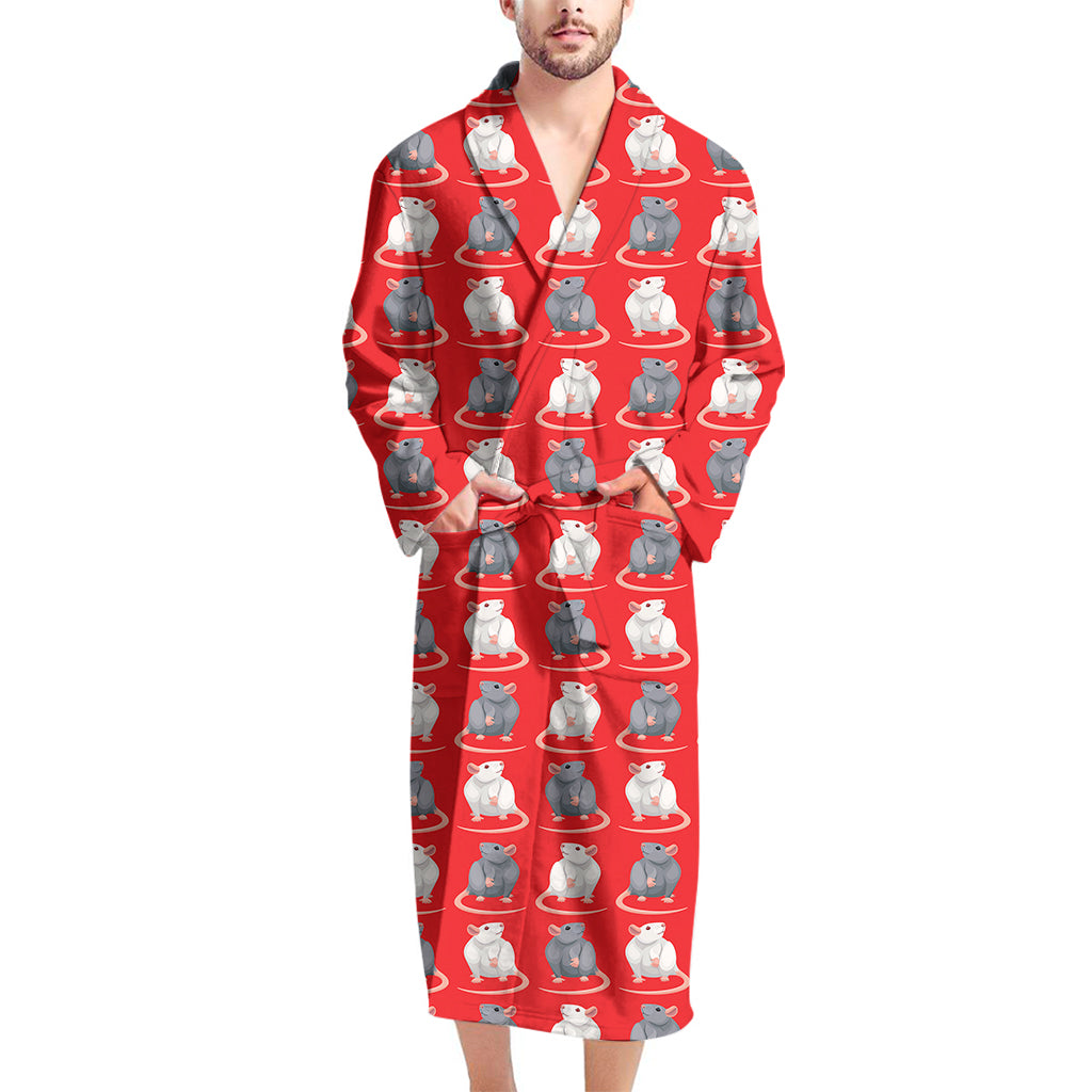 Chinese Rat Zodiac Pattern Print Men's Bathrobe