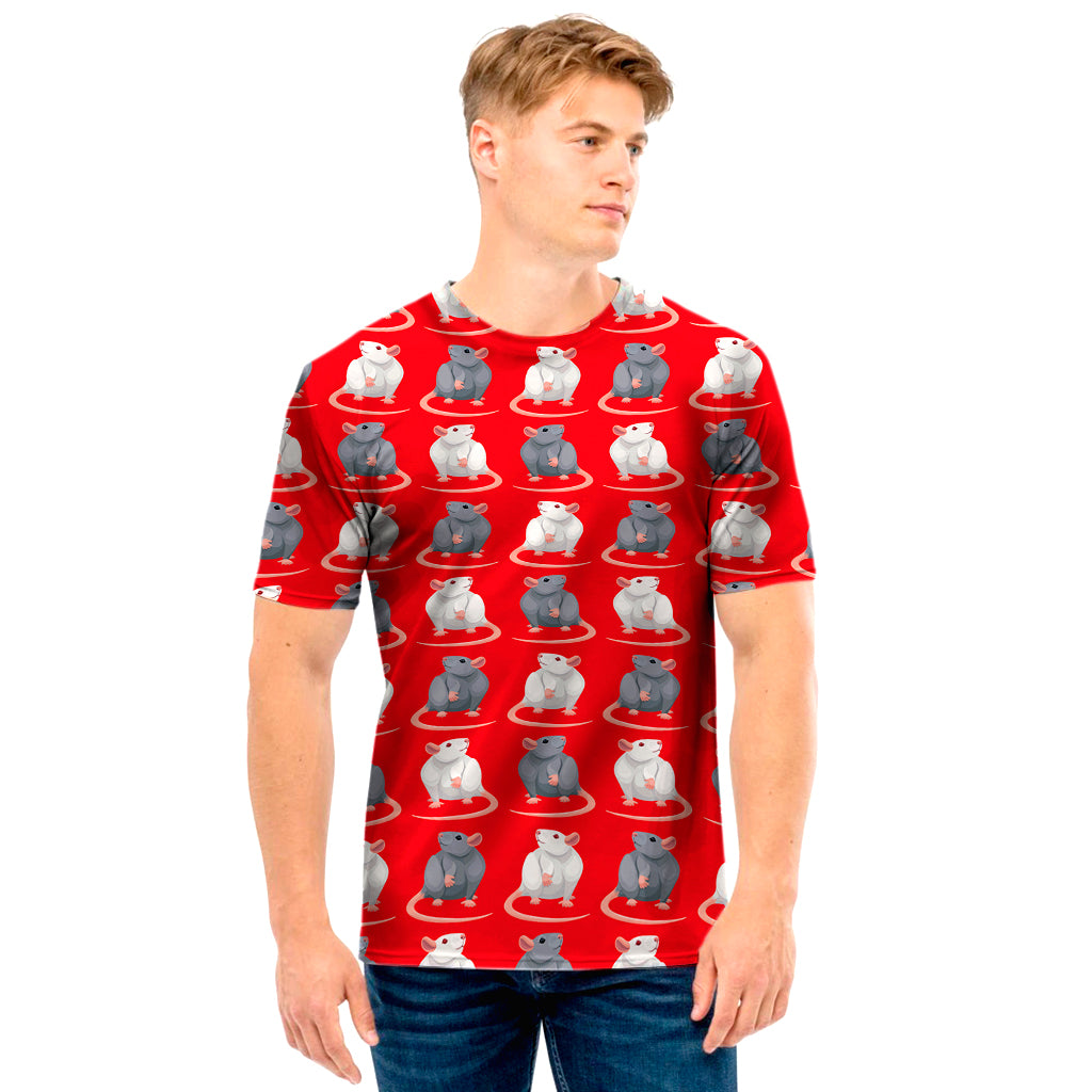 Chinese Rat Zodiac Pattern Print Men's T-Shirt